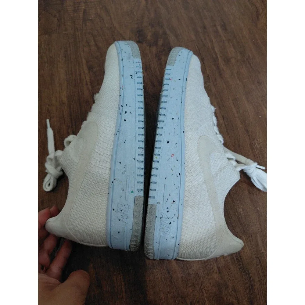 Womens Nike Air Force 1 Low Crater Flyknit White Blue Platinum DC7273-100 sz 9